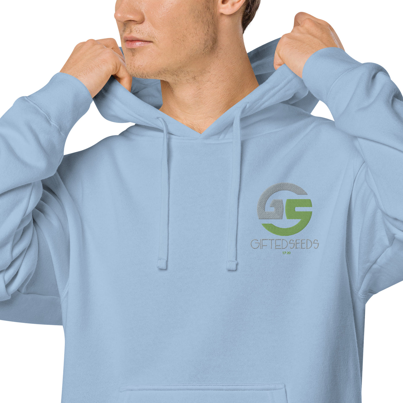 GS GRY/KIWI Emb Branded Un-Basic LUXE Unisex Pigment-Dyed Hoodie