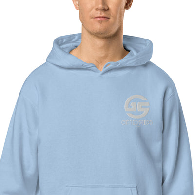 GS WHT Emb Branded Un-Basic LUXE Unisex Pigment Dyed Hoodie