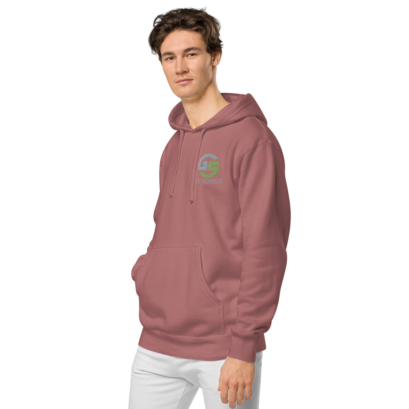 GS GRY/KIWI Emb Branded Un-Basic LUXE Unisex Pigment-Dyed Hoodie