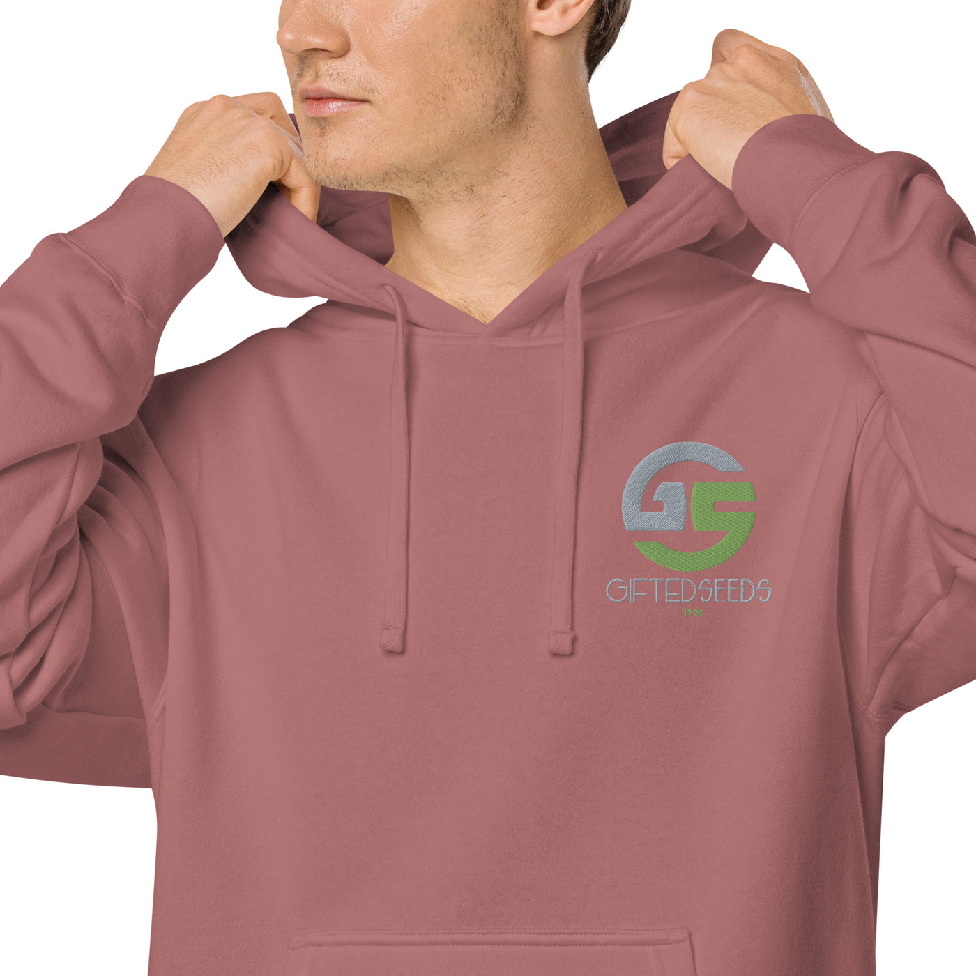 GS GRY/KIWI Emb Branded Un-Basic LUXE Unisex Pigment-Dyed Hoodie