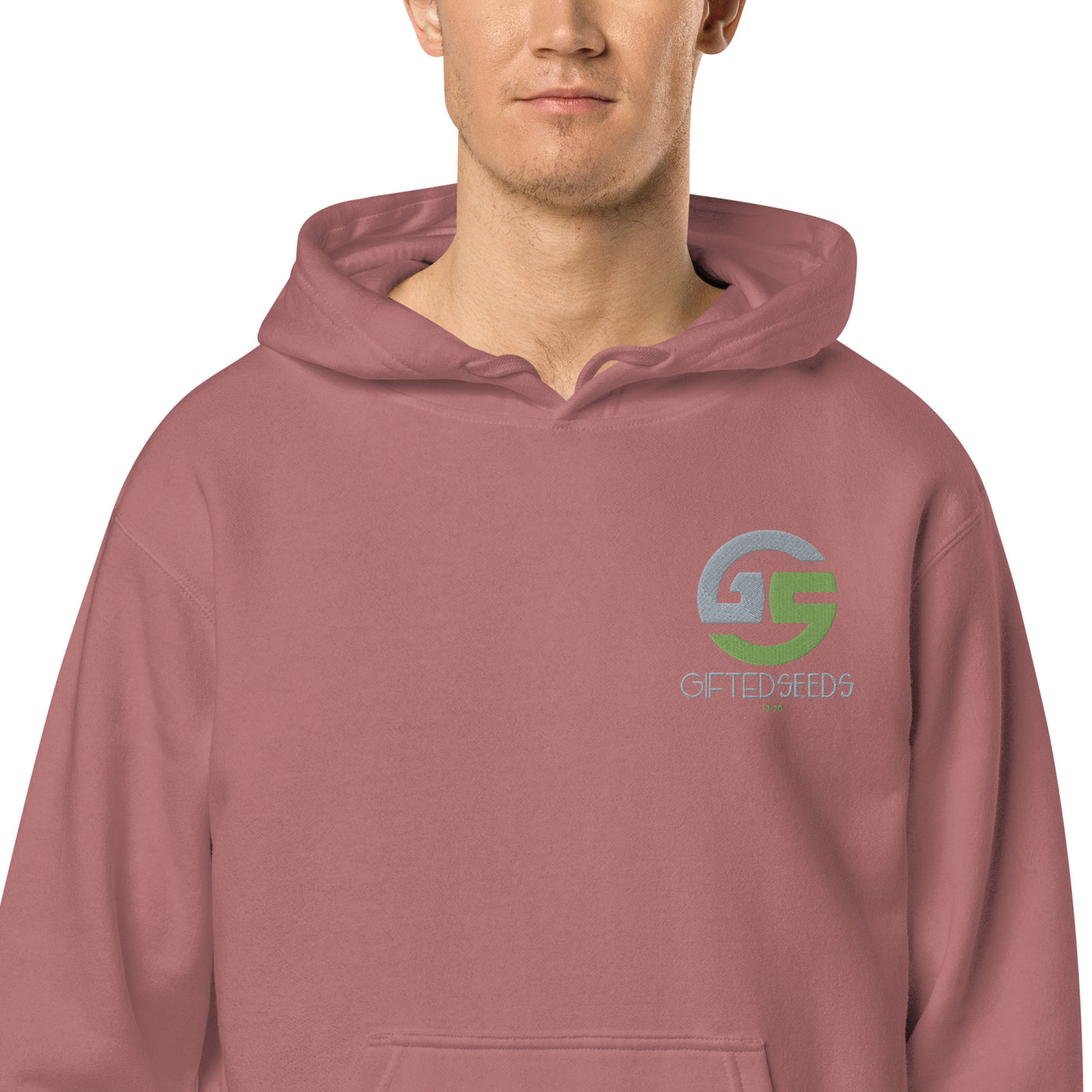 GS GRY/KIWI Emb Branded Un-Basic LUXE Unisex Pigment-Dyed Hoodie