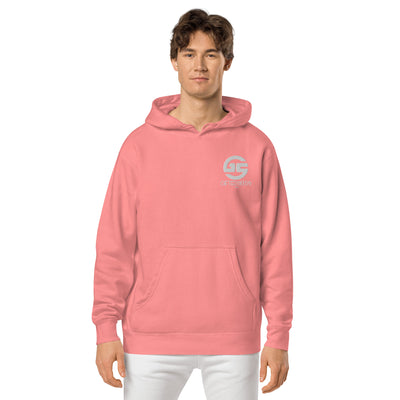 GS WHT Emb Branded Un-Basic LUXE Unisex Pigment Dyed Hoodie