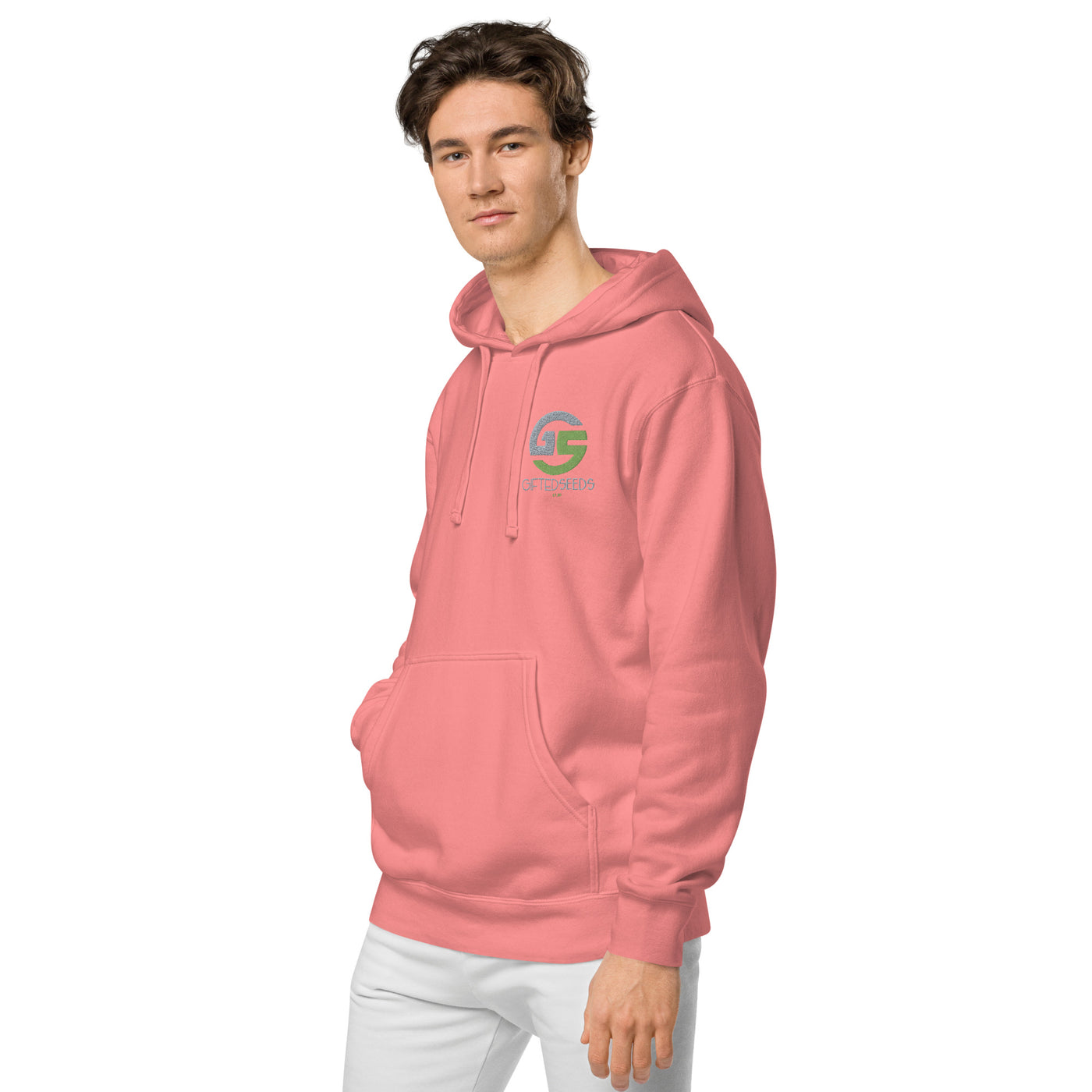 GS GRY/KIWI Emb Branded Un-Basic LUXE Unisex Pigment-Dyed Hoodie