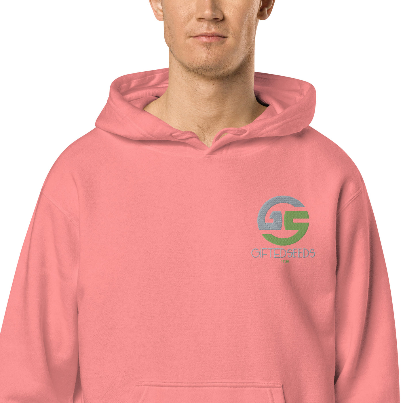 GS GRY/KIWI Emb Branded Un-Basic LUXE Unisex Pigment-Dyed Hoodie