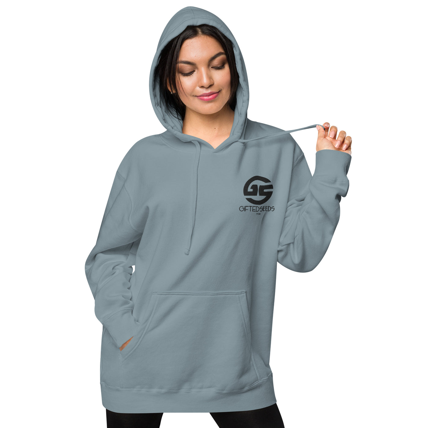 GS BLK Emb Branded Un-Basic LUXE Unisex Pigment-Dyed Hoodie