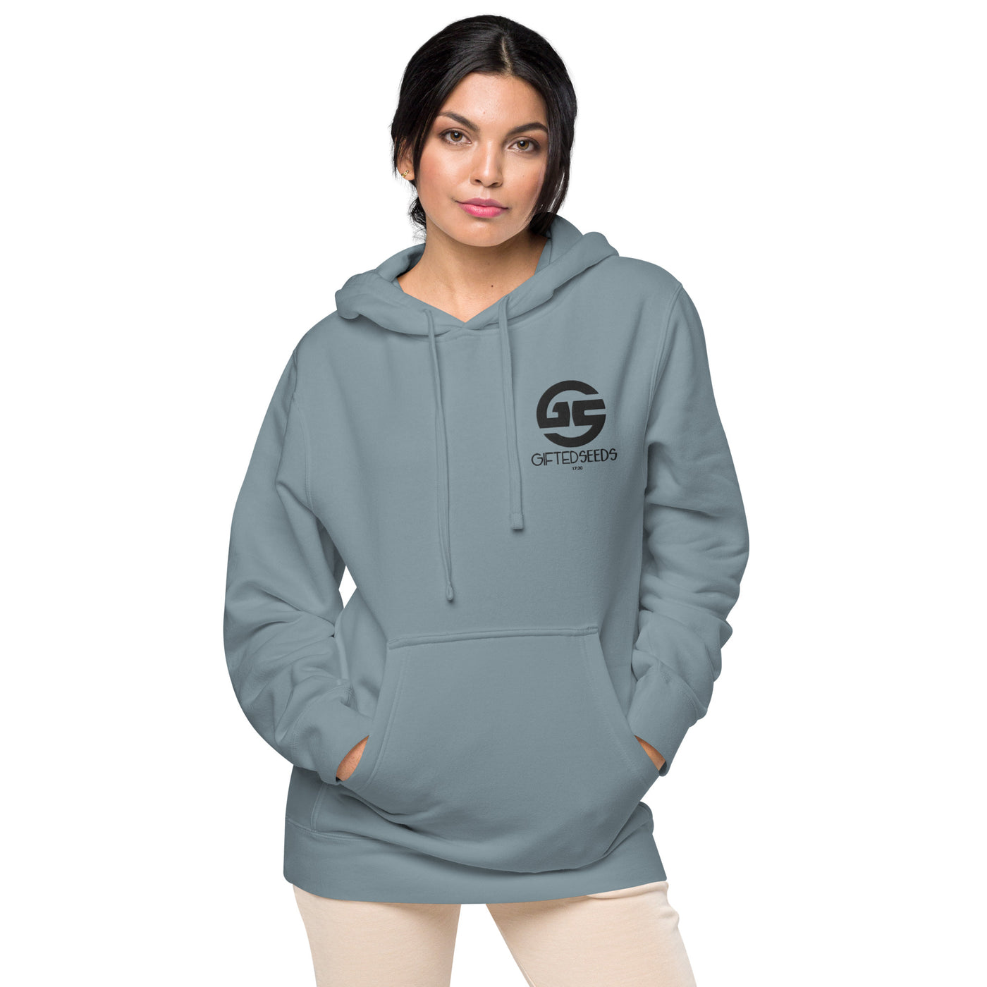 GS BLK Emb Branded Un-Basic LUXE Unisex Pigment-Dyed Hoodie