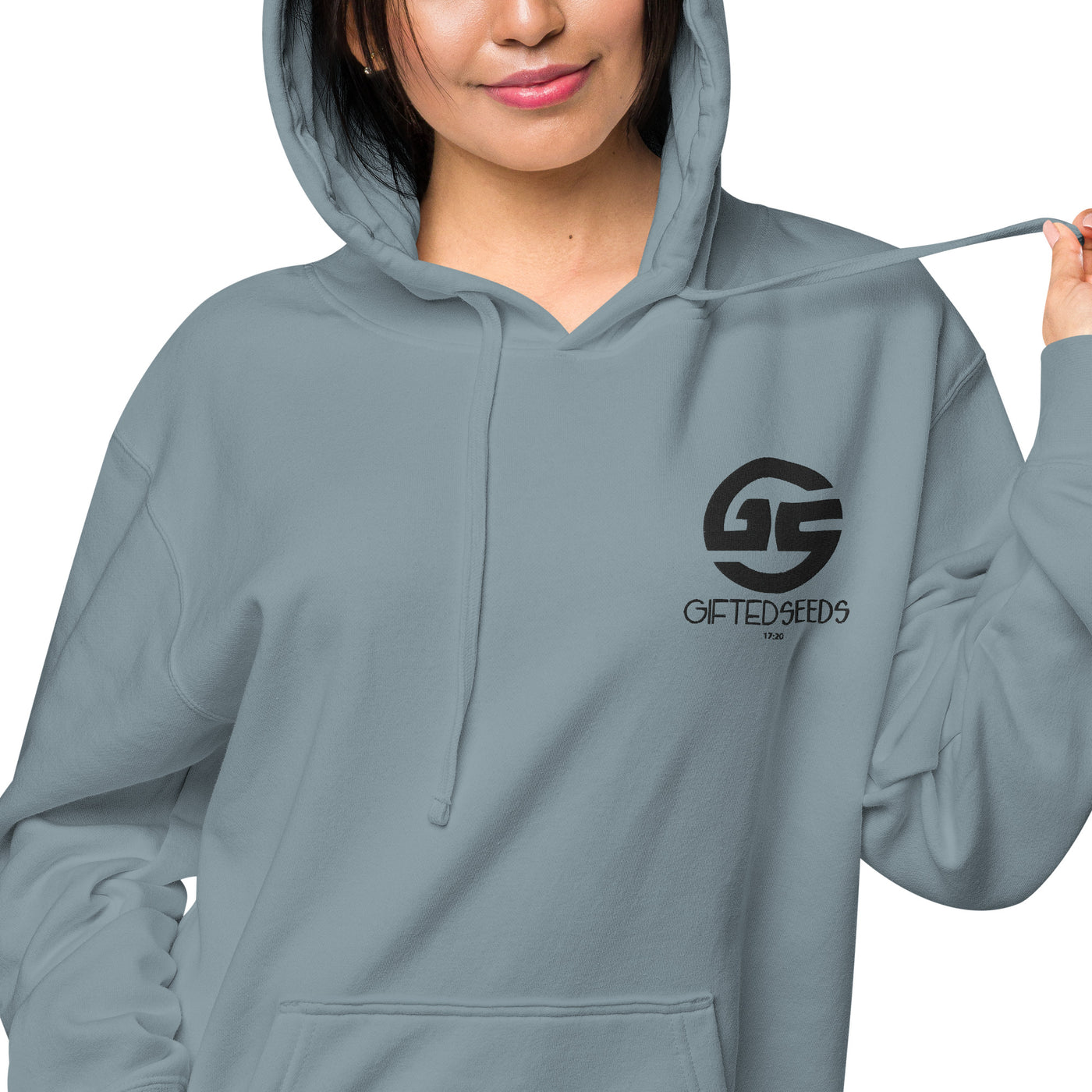 GS BLK Emb Branded Un-Basic LUXE Unisex Pigment-Dyed Hoodie