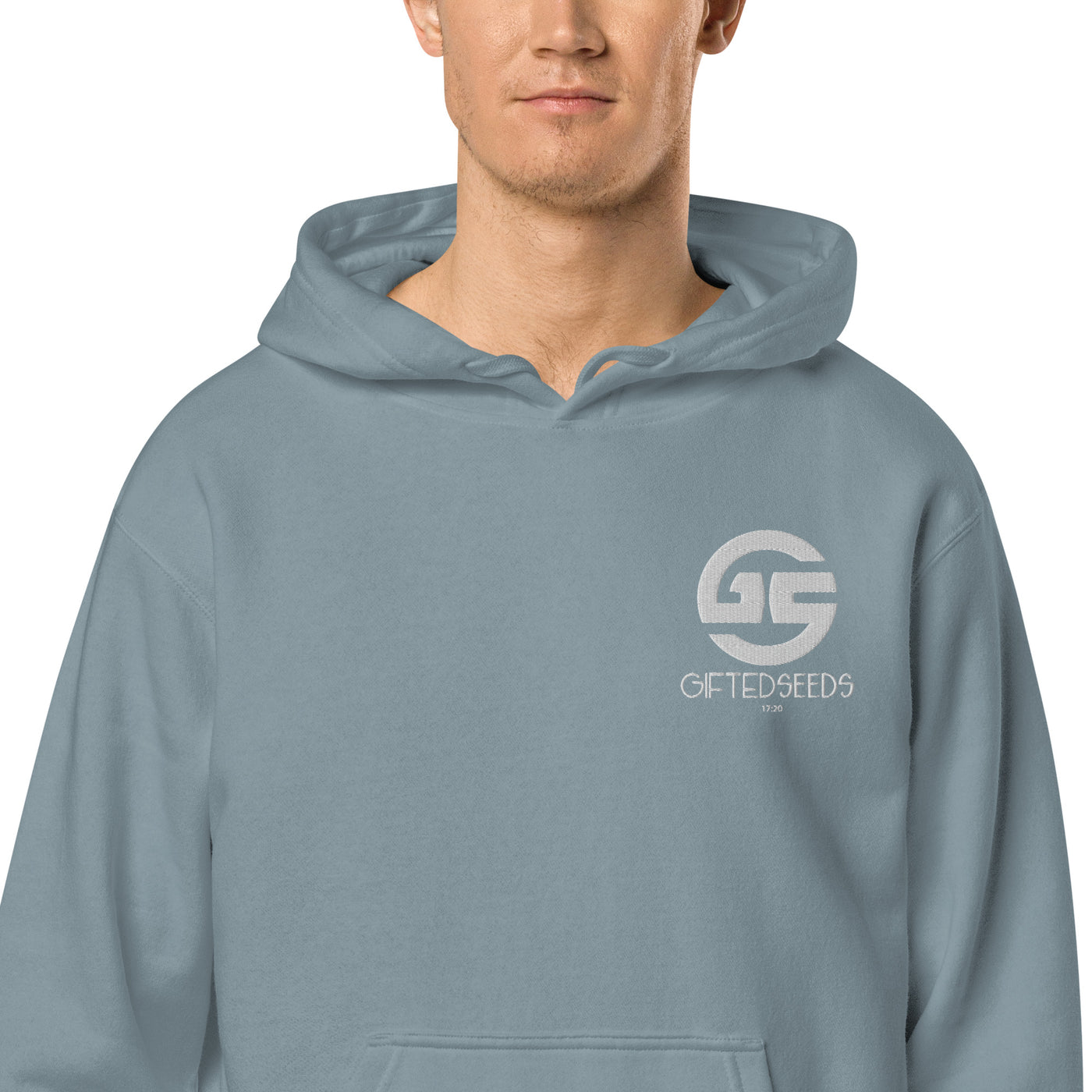 GS WHT Emb Branded Un-Basic LUXE Unisex Pigment Dyed Hoodie