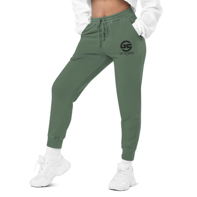 GS BLK Emb Branded Un-Basic LUXE Unisex Pigment Dyed Joggers