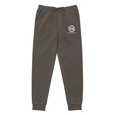 GS WHT Emb Branded Un-Basic LUXE Unisex Pigment-Dyed Joggers