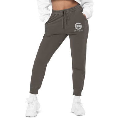 GS WHT Emb Branded Un-Basic LUXE Unisex Pigment-Dyed Joggers