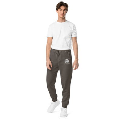 GS WHT Emb Branded Un-Basic LUXE Unisex Pigment-Dyed Joggers