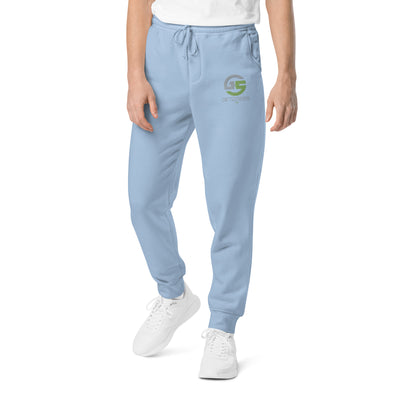 GS GRY/KIWI Emb Branded Un-Basic LUXE Unisex Pigment-Dyed Joggers