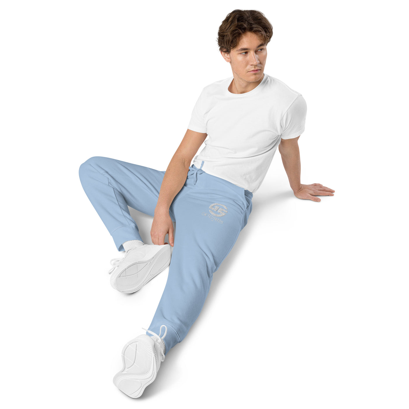 GS WHT Emb Branded Un-Basic LUXE Unisex Pigment-Dyed Joggers