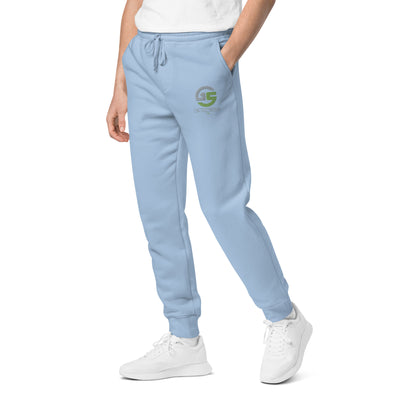 GS GRY/KIWI Emb Branded Un-Basic LUXE Unisex Pigment-Dyed Joggers