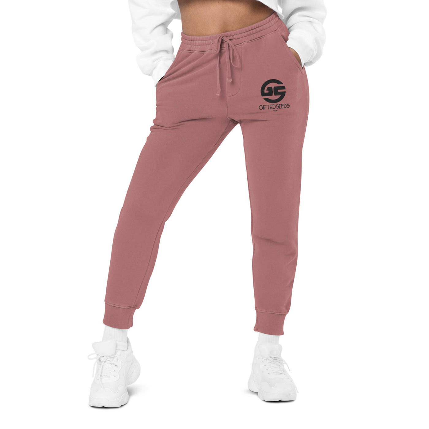 GS BLK Emb Branded Un-Basic LUXE Unisex Pigment Dyed Joggers