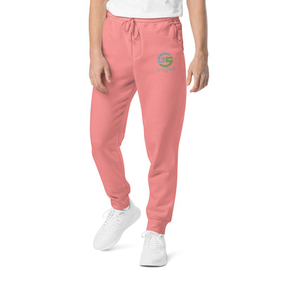 GS GRY/KIWI Emb Branded Un-Basic LUXE Unisex Pigment-Dyed Joggers