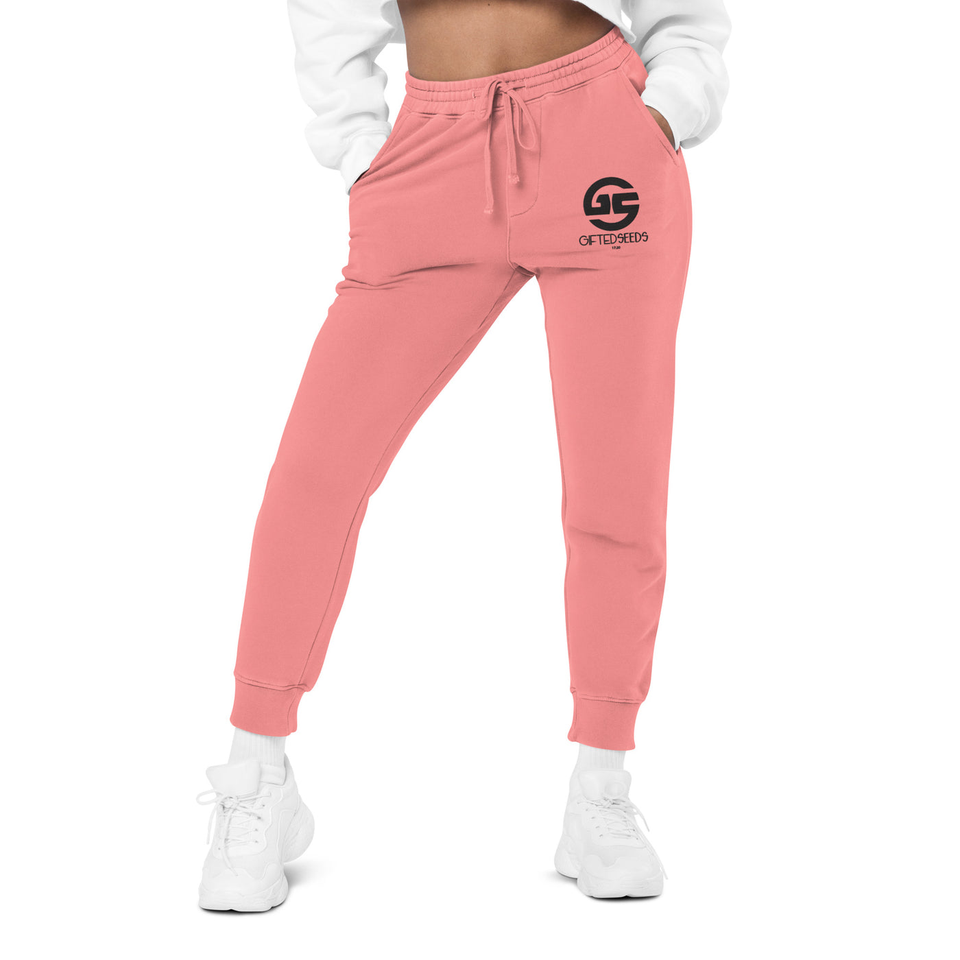 GS BLK Emb Branded Un-Basic LUXE Unisex Pigment Dyed Joggers