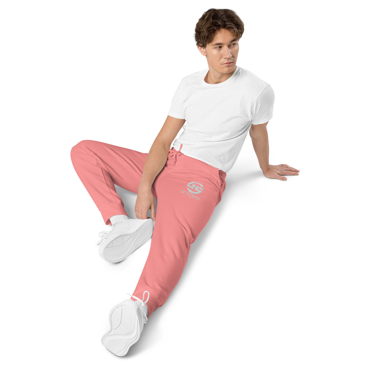 GS WHT Emb Branded Un-Basic LUXE Unisex Pigment-Dyed Joggers