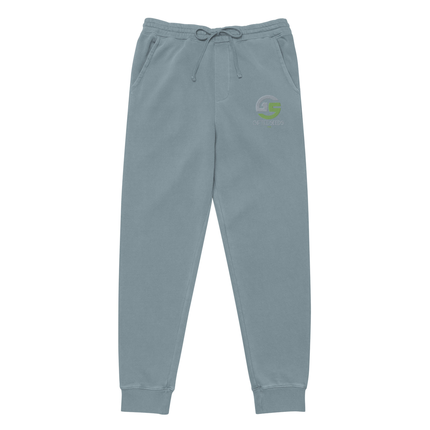 GS GRY/KIWI Emb Branded Un-Basic LUXE Unisex Pigment-Dyed Joggers