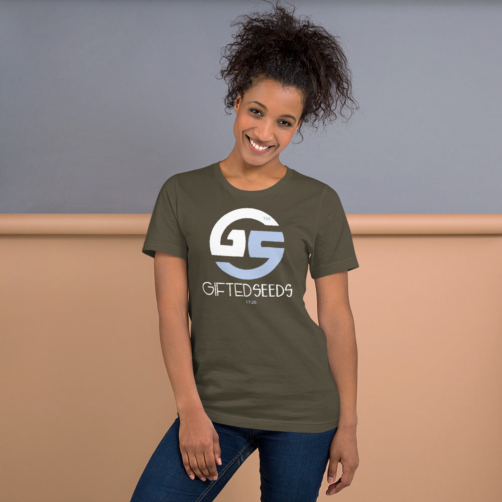 GS Branded Un-Basic WHT/LTB Screened Short-Sleeve Unisex T-Shirt