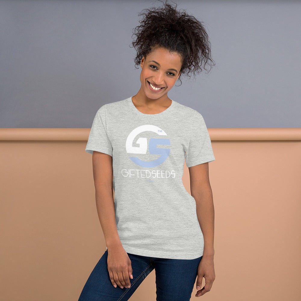 GS Branded Un-Basic WHT/LTB Screened Short-Sleeve Unisex T-Shirt