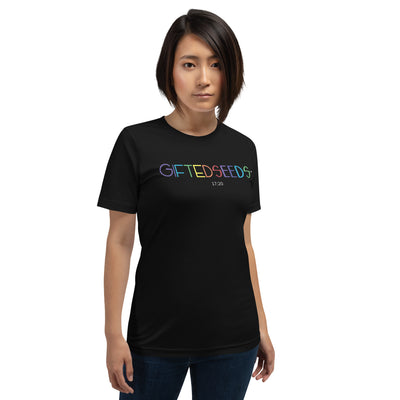 Gifted Seeds Rainbow Less is More Short Sleeve Unisex T-Shirt