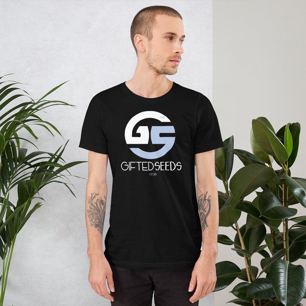 GS Branded Un-Basic WHT/LTB Screened Short-Sleeve Unisex T-Shirt