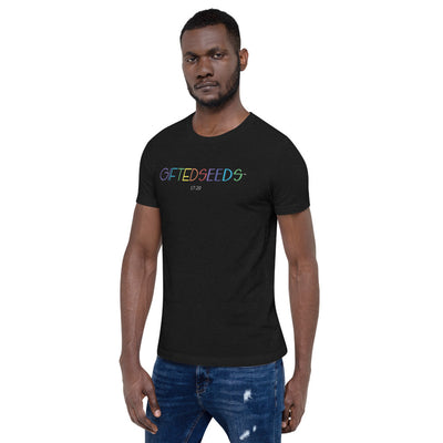 Gifted Seeds Rainbow Less is More Short Sleeve Unisex T-Shirt