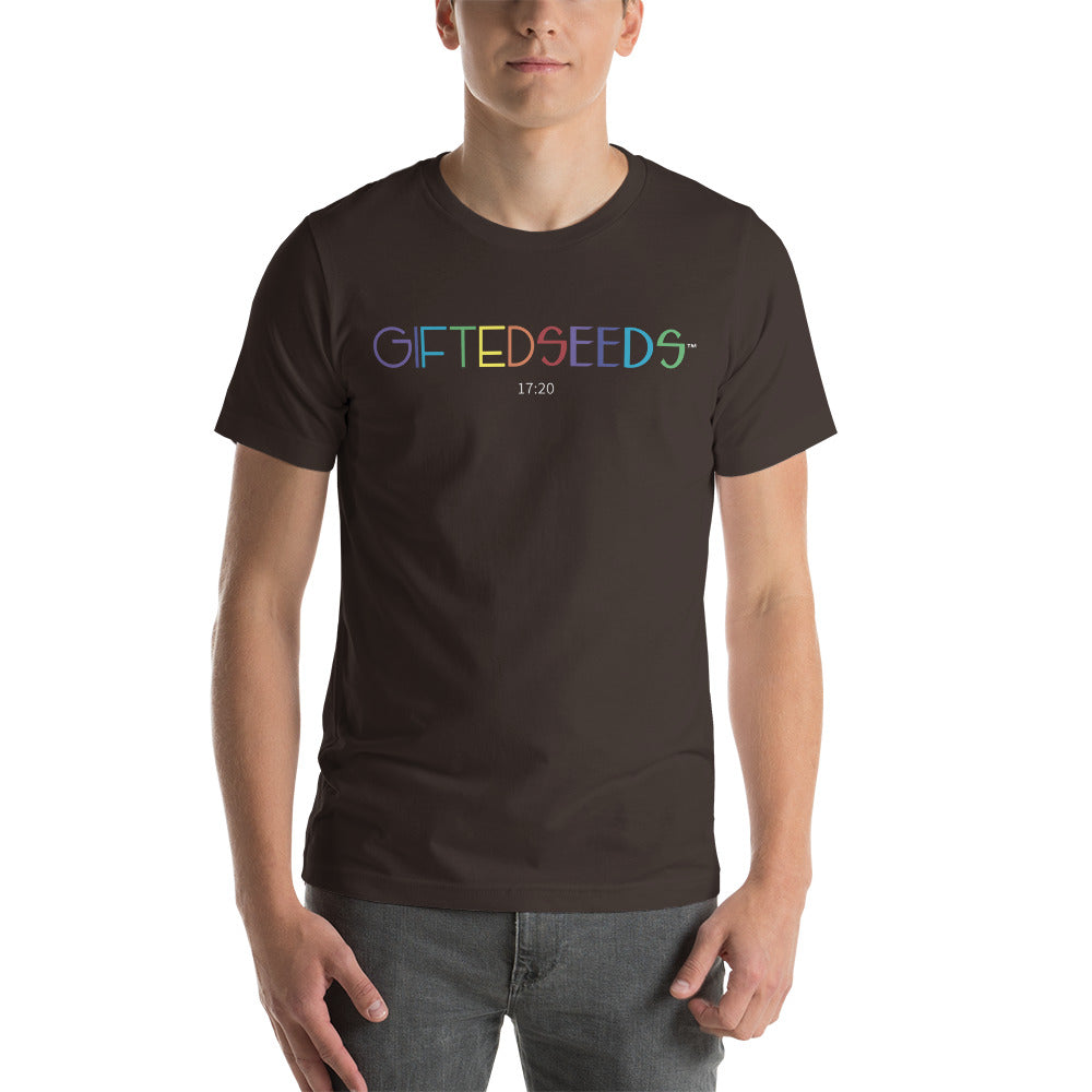 Gifted Seeds Rainbow Less is More Short Sleeve Unisex T-Shirt