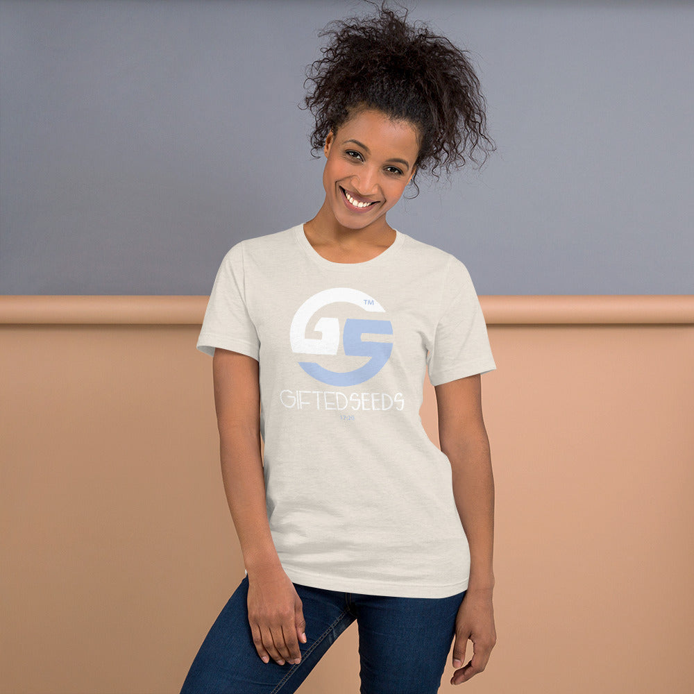 GS Branded Un-Basic WHT/LTB Screened Short-Sleeve Unisex T-Shirt