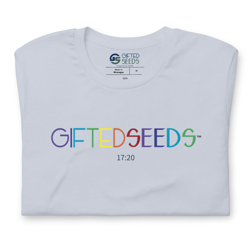 Gifted Seeds Rainbow Less is More Short Sleeve Unisex T-Shirt