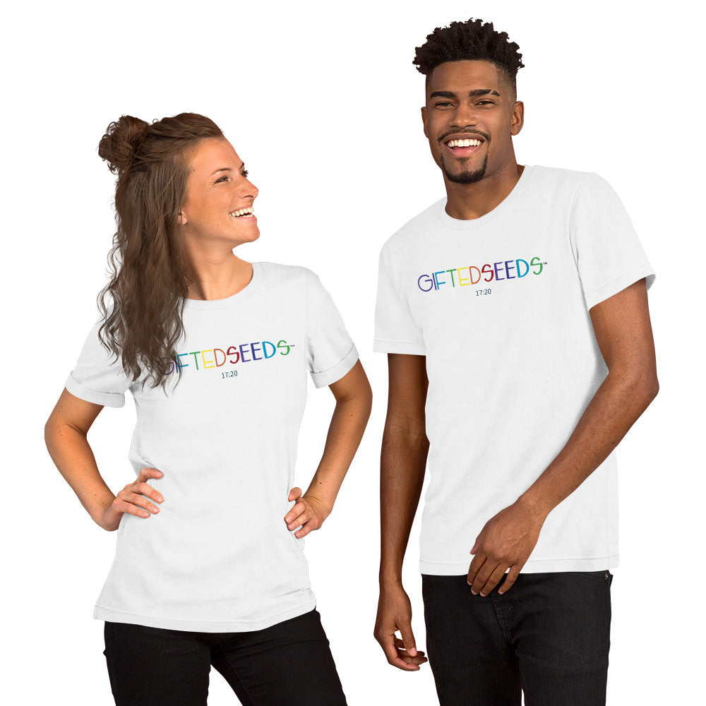 Gifted Seeds Rainbow Less is More Short Sleeve Unisex T-Shirt