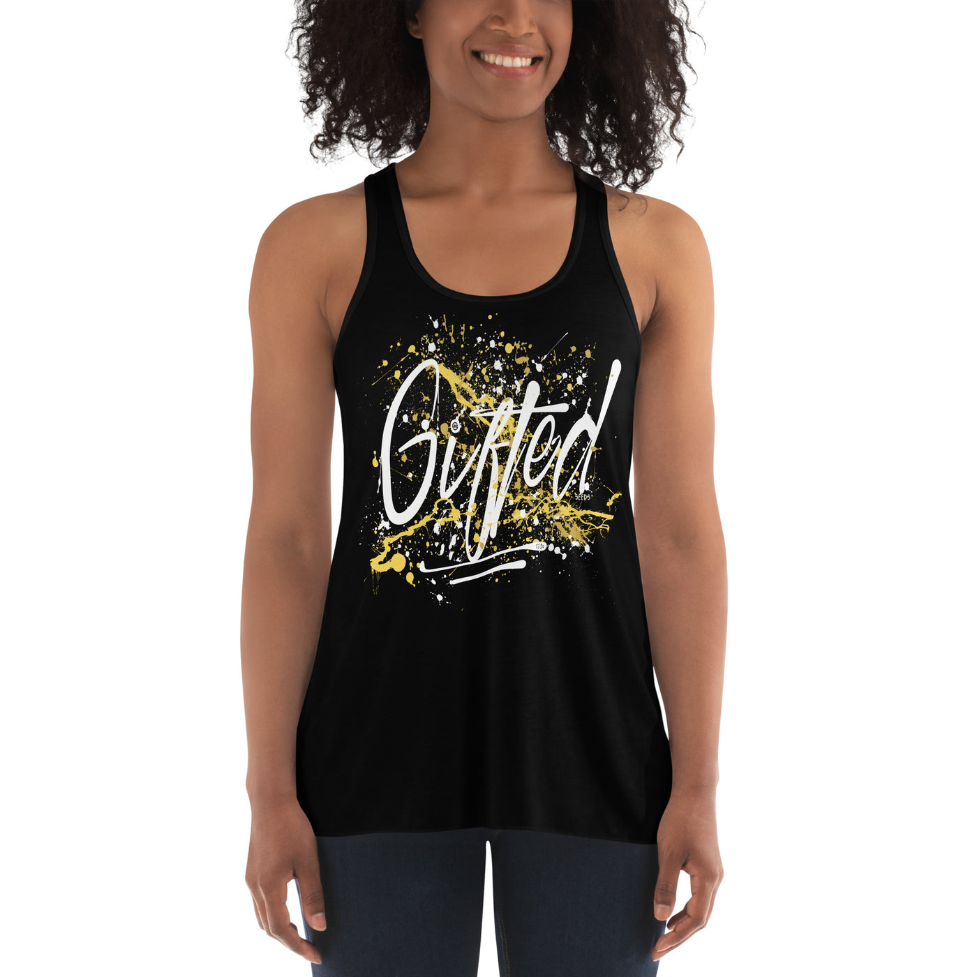 GIFTED WHT/YEL Women's Flowy Racerback Tank