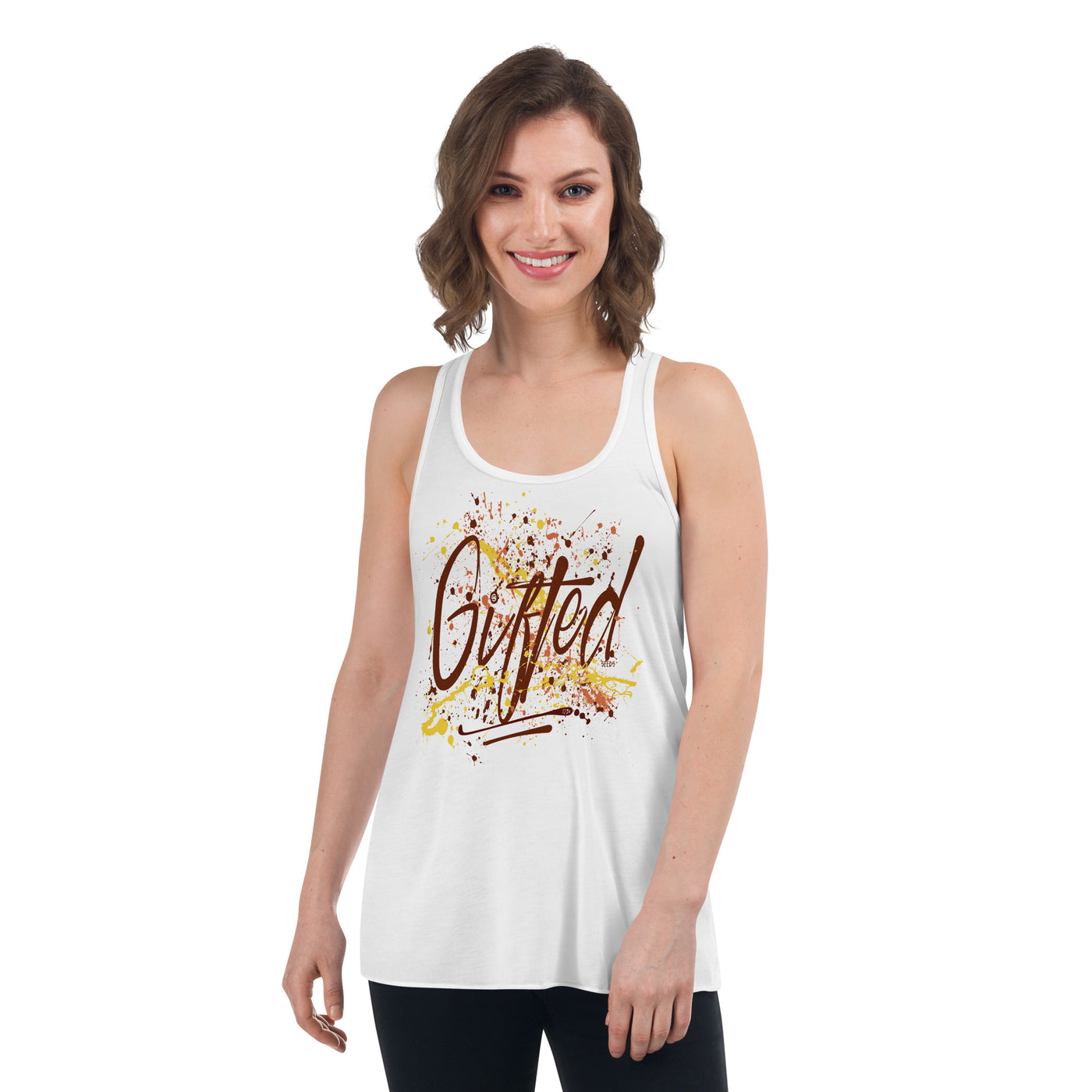 GIFTED BURG/YEL Women's Flowy Racerback Tank