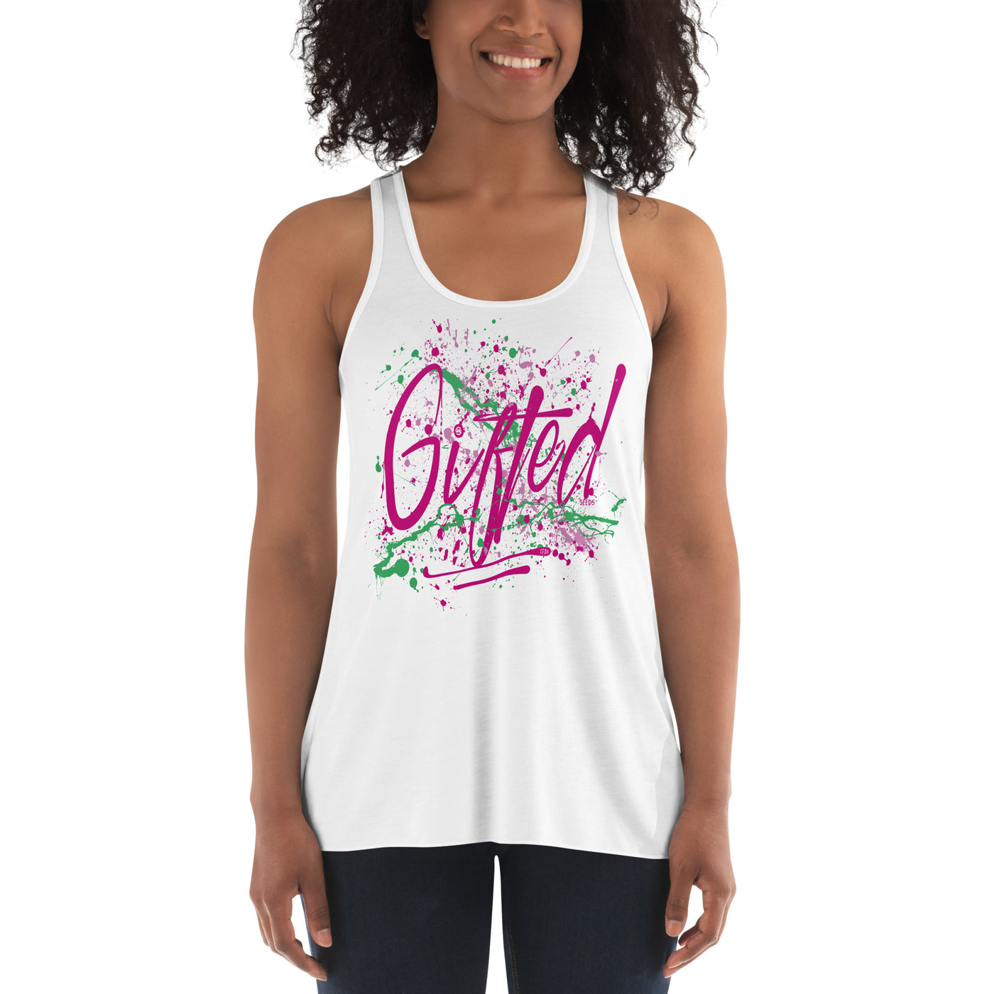 GIFTED PNK/GRN Women's Flowy Racerback Tank