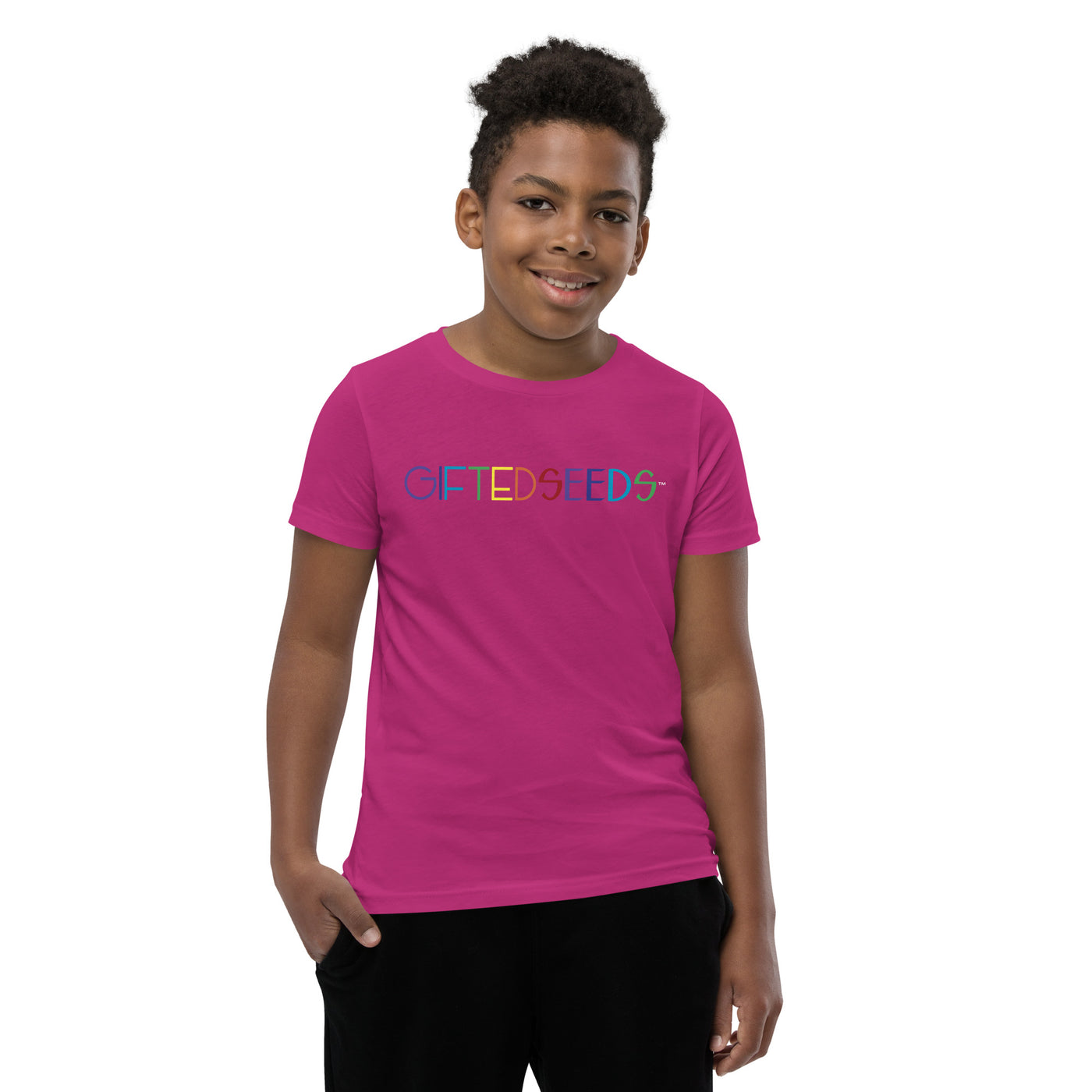 GIFTED SEEDS Less is More Rainbow Youth Short Sleeve T-Shirt