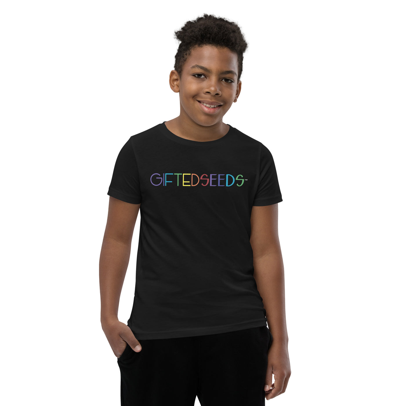 GIFTED SEEDS Less is More Rainbow Youth Short Sleeve T-Shirt