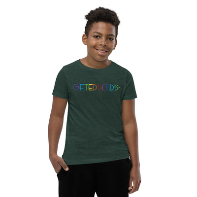 GIFTED SEEDS Less is More Rainbow Youth Short Sleeve T-Shirt